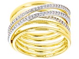 Pre-Owned White Cubic Zirconia Rhodium And 18k Yellow Gold Over Sterling Silver Ring 0.65ctw