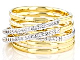 Pre-Owned White Cubic Zirconia Rhodium And 18k Yellow Gold Over Sterling Silver Ring 0.65ctw