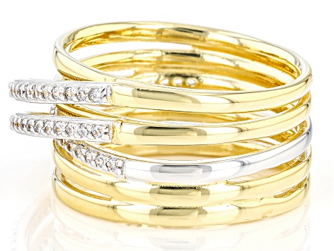 Pre-Owned White Cubic Zirconia Rhodium And 18k Yellow Gold Over Sterling Silver Ring 0.65ctw