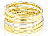 Pre-Owned White Cubic Zirconia Rhodium And 18k Yellow Gold Over Sterling Silver Ring 0.65ctw