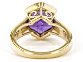 Pre-Owned Purple Amethyst 18k Yellow Gold Over Sterling Silver Solitaire Ring 4.05ct