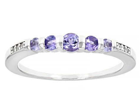 Pre-Owned Blue Tanzanite Rhodium Over Sterling Silver Band Ring 0.32ctw