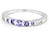 Pre-Owned Blue Tanzanite Rhodium Over Sterling Silver Band Ring 0.32ctw