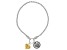 Pre-Owned Sterling Silver and 14K Yellow Gold Over Sterling Silver Heart Stretch Bead Bracelet