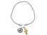 Pre-Owned Sterling Silver and 14K Yellow Gold Over Sterling Silver Cross Stretch Bead Bracelet