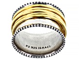 Pre-Owned Sterling Silver and 14K Yellow Over Sterling Silver 5-Row Spinner Ring