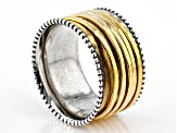 Pre-Owned Sterling Silver and 14K Yellow Over Sterling Silver 5-Row Spinner Ring