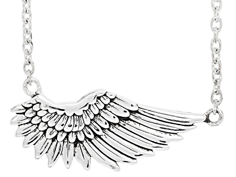 Pre-Owned Rhodium Over Sterling Silver "Angel Wing" Necklace