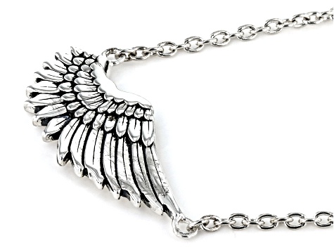 Pre-Owned Rhodium Over Sterling Silver "Angel Wing" Necklace