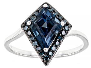 Pre-Owned Kite London Blue Topaz With Blue Diamonds 10k White Gold Ring 2.24ctw