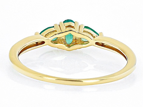 Pre-Owned Green Emerald 18k Yellow Gold Over Sterling Silver 3-Stone Ring 0.44ctw