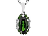 Pre-Owned Green Chrome Diopside Rhodium Over Sterling Silver Pendant with Chain 1.75ctw