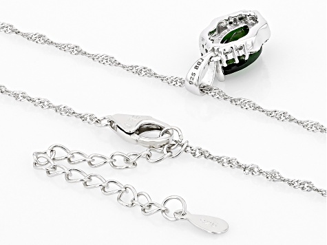 Pre-Owned Green Chrome Diopside Rhodium Over Sterling Silver Pendant with Chain 1.75ctw