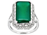 Pre-Owned Green Onyx Rhodium Over Silver Ring 8.28ctw