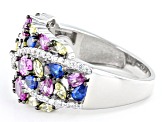 Pre-Owned Multi-Gem Simulants Rhodium Over Sterling Silver Ring 2.55ctw
