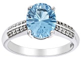 Pre-Owned Swiss Blue Topaz Rhodium Over Sterling Silver Ring 3.04ctw