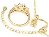 Pre-Owned Moissanite 14k Yellow Gold Over Silver Ring and Pendant Set 2.60ctw DEW.