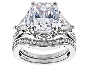 Picture of Pre-Owned White Cubic Zirconia Platinum Over Sterling Silver Ring 11.30ctw