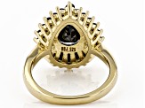 Pre-Owned Black Spinel with Round White Zircon 18k Yellow Gold Over Sterling Silver Ring 2.88ctw