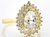 Pre-Owned White Lab Created Sapphire 18k Yellow Gold Over Sterling Silver Ring 3.08ctw