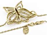 Pre-Owned White Diamond 14k Yellow Gold Over Sterling Silver Butterfly Pendant With Chain 0.70ctw