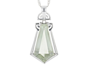 Pre-Owned Green Prasiolite Rhodium Over Sterling silver Pendant With Chain 9.35ct