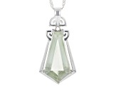 Pre-Owned Green Prasiolite Rhodium Over Sterling silver Pendant With Chain 9.35ct