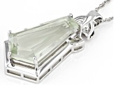 Pre-Owned Green Prasiolite Rhodium Over Sterling silver Pendant With Chain 9.35ct