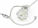 Pre-Owned Green Prasiolite Rhodium Over Sterling silver Pendant With Chain 9.35ct