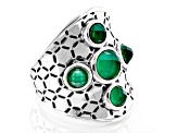 Pre-Owned Green Onyx Rhodium Over Silver Honeycomb Ring