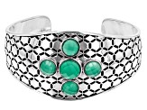 Pre-Owned Green Onyx Rhodium Over Sterling Silver Honeycomb Cuff Bracelet