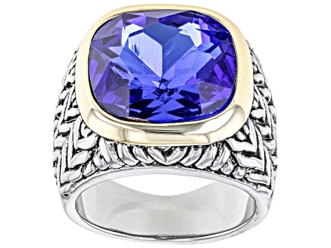Pre-Owned Sapphire Color Crystal Two-Tone Ring