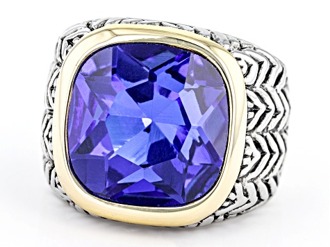 Pre-Owned Sapphire Color Crystal Two-Tone Ring