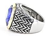 Pre-Owned Sapphire Color Crystal Two-Tone Ring