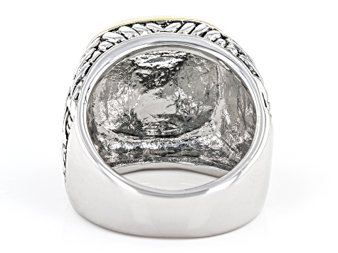 Pre-Owned Sapphire Color Crystal Two-Tone Ring