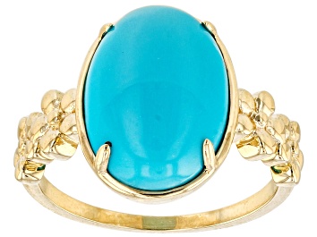Picture of Pre-Owned Sleeping Beauty Turquoise 10k Yellow Gold Ring