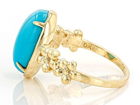 Pre-Owned Sleeping Beauty Turquoise 10k Yellow Gold Ring