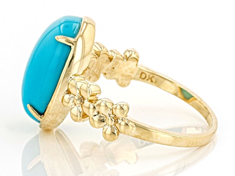 Pre-Owned Sleeping Beauty Turquoise 10k Yellow Gold Ring - P41685