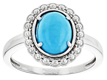 Picture of Pre-Owned Sleeping Beauty Turquoise Rhodium Over Sterling Silver Ring