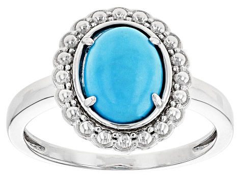 Pre-Owned Sleeping Beauty Turquoise Rhodium Over Sterling Silver Ring ...