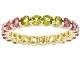 Pre-Owned Multi-Color Tourmaline 18K Yellow Gold Over Sterling Silver Eternity Ring 1.79ctw