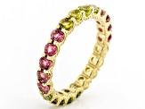 Pre-Owned Multi-Color Tourmaline 18K Yellow Gold Over Sterling Silver Eternity Ring 1.79ctw