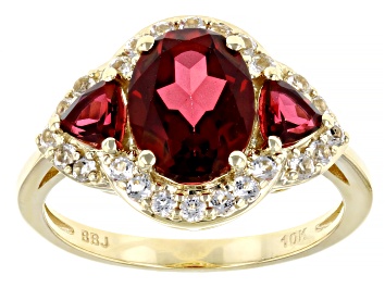 Picture of Pre-Owned Red Peony Color Topaz 10k Yellow Gold Ring 2.76ctw