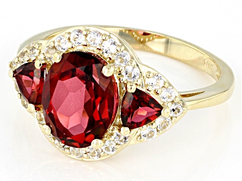 Pre-Owned Red Peony Color Topaz 10k Yellow Gold Ring 2.76ctw