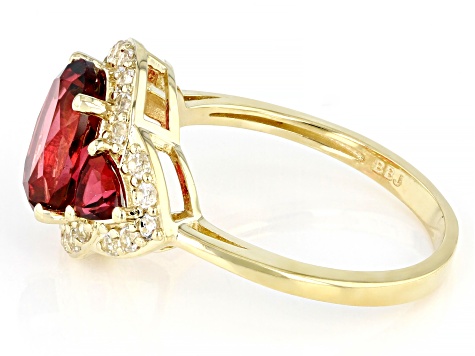 Pre-Owned Red Peony Color Topaz 10k Yellow Gold Ring 2.76ctw