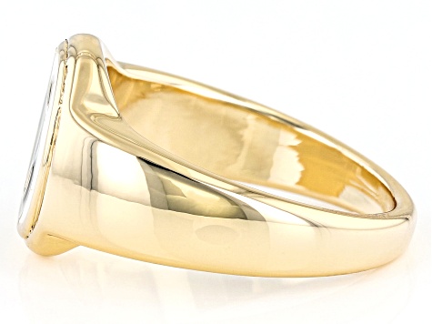 Pre-Owned Black and White Enamel Gold Tone Yin and Yang Ring