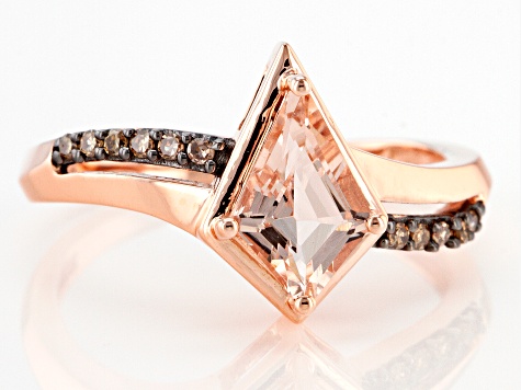Pre-Owned Pink Kite Morganite With Champagne Diamonds 10k Rose Gold Ring 0.94ct