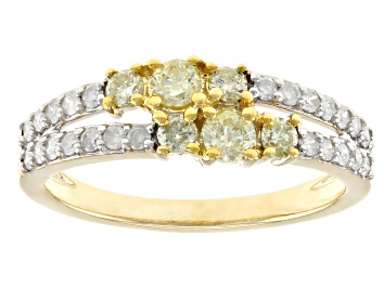 Picture of Pre-Owned Natural Yellow And White Diamond 10k Yellow Gold Band Ring 0.65ctw