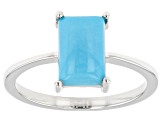 Pre-Owned Blue Sleeping Beauty Turquoise Rhodium Over Sterling Silver Ring