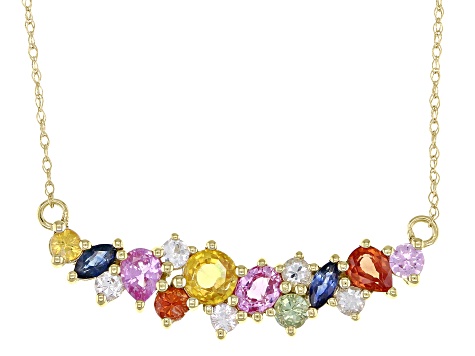 Pre-Owned Multi-Color Sapphire 10k Yellow Gold Necklace 1.45ctw